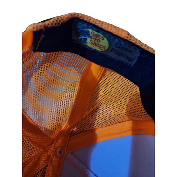 Bass Pro Shop Unisex Hat Cap Snap Back Adjustable Mesh Back Orange Gone Fishing - Picture 8 of 9